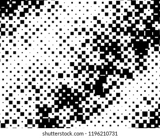 Grunge background Abstract geometric pattern with squares of different scales.. Design element for web banners, posters, cards, wallpapers, backdrops, panels Black and white color Vector illustration