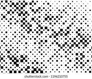 Grunge background Abstract geometric pattern with squares of different scales.. Design element for web banners, posters, cards, wallpapers, backdrops, panels Black and white color Vector illustration