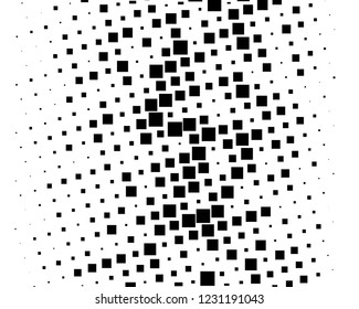 Grunge background Abstract geometric pattern with squares of different scales. Design element for web banners, posters, cards, wallpapers, backdrops, panels Black and white color Vector illustration