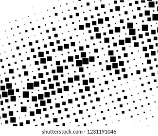 Grunge background Abstract geometric pattern with squares of different scales. Design element for web banners, posters, cards, wallpapers, backdrops, panels Black and white color Vector illustration