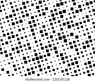 Grunge background Abstract geometric pattern with squares of different scales. Design element for web banners, posters, cards, wallpapers, backdrops, panels Black and white color Vector illustration