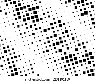 Grunge background Abstract geometric pattern with squares of different scales. Design element for web banners, posters, cards, wallpapers, backdrops, panels Black and white color Vector illustration