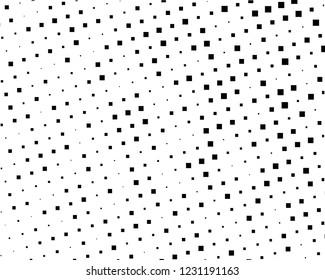 Grunge background Abstract geometric pattern with squares of different scales. Design element for web banners, posters, cards, wallpapers, backdrops, panels Black and white color Vector illustration