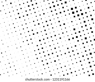 Grunge background Abstract geometric pattern with squares of different scales. Design element for web banners, posters, cards, wallpapers, backdrops, panels Black and white color Vector illustration
