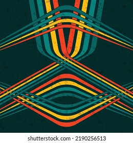 Grunge background with abstract lines silhouettes. Retro simple background with geometric wave lines