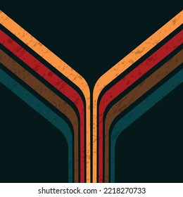 Grunge background with abstract lines silhouettes. Retro simple background with geometric wave lines