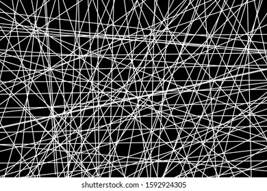 Grunge background, abstract messy backdrop, intersecting black and white lines. Vector illustration