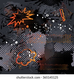 Grunge background. Abstract seamless pattern for boys. Comics style