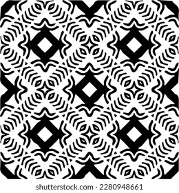 brüchiger Hintergrund mit abstrakten Formen. Schwarz-Weiß-Textur. Nahtlose, monochrome Wiederholung für Dekoration, Stoff, Stoff.