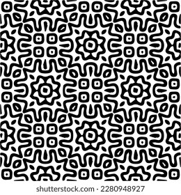 Grunge background with abstract shapes. Black and white texture. Seamless monochrome repeating pattern  for decor, fabric, cloth.