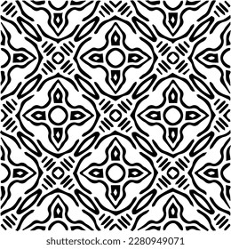 Grunge background with abstract shapes. Black and white texture. Seamless monochrome repeating pattern  for decor, fabric, cloth.