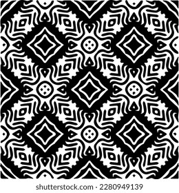 Grunge background with abstract shapes. Black and white texture. Seamless monochrome repeating pattern  for decor, fabric, cloth.