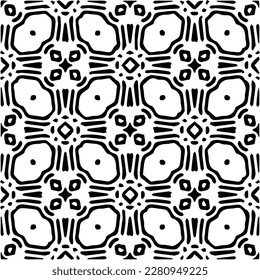Grunge background with abstract shapes. Black and white texture. Seamless monochrome repeating pattern  for decor, fabric, cloth.