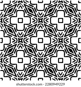 Grunge background with abstract shapes. Black and white texture. Seamless monochrome repeating pattern  for decor, fabric, cloth.