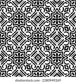 Grunge background with abstract shapes. Black and white texture. Seamless monochrome repeating pattern  for decor, fabric, cloth.