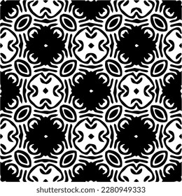 brüchiger Hintergrund mit abstrakten Formen. Schwarz-Weiß-Textur. Nahtlose, monochrome Wiederholung für Dekoration, Stoff, Stoff.