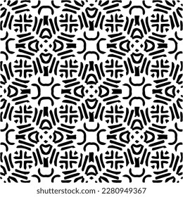 Grunge background with abstract shapes. Black and white texture. Seamless monochrome repeating pattern  for decor, fabric, cloth.