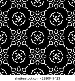 Grunge background with abstract shapes. Black and white texture. Seamless monochrome repeating pattern  for decor, fabric, cloth.