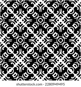 brüchiger Hintergrund mit abstrakten Formen. Schwarz-Weiß-Textur. Nahtlose, monochrome Wiederholung für Dekoration, Stoff, Stoff.