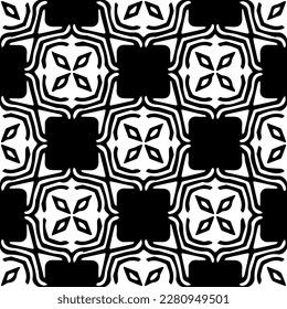 Grunge background with abstract shapes. Black and white texture. Seamless monochrome repeating pattern  for decor, fabric, cloth.