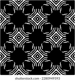 Grunge background with abstract shapes. Black and white texture. Seamless monochrome repeating pattern  for decor, fabric, cloth.