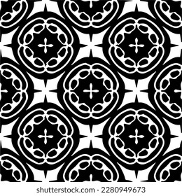 Grunge background with abstract shapes. Black and white texture. Seamless monochrome repeating pattern  for decor, fabric, cloth.