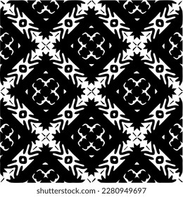 Grunge background with abstract shapes. Black and white texture. Seamless monochrome repeating pattern  for decor, fabric, cloth.