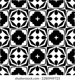 brüchiger Hintergrund mit abstrakten Formen. Schwarz-Weiß-Textur. Nahtlose, monochrome Wiederholung für Dekoration, Stoff, Stoff.