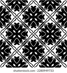 Grunge background with abstract shapes. Black and white texture. Seamless monochrome repeating pattern  for decor, fabric, cloth.