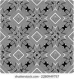 Grunge background with abstract shapes. Black and white texture. Seamless monochrome repeating pattern  for decor, fabric, cloth.