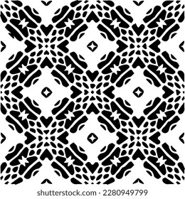 Grunge background with abstract shapes. Black and white texture. Seamless monochrome repeating pattern  for decor, fabric, cloth.