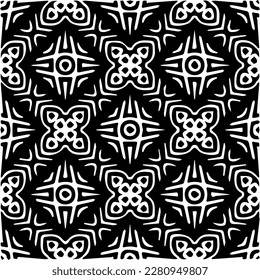 Grunge el fondo con formas abstractas. Textura en blanco y negro. Patrón de repetición monocromático sin inconvenientes para la decoración, la tela, la tela.