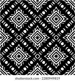 Grunge background with abstract shapes. Black and white texture. Seamless monochrome repeating pattern  for decor, fabric, cloth.