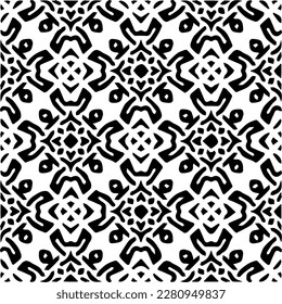 Grunge background with abstract shapes. Black and white texture. Seamless monochrome repeating pattern  for decor, fabric, cloth.