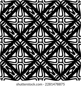  Grunge background with abstract shapes. Black and white texture. Seamless monochrome repeating pattern  for decor, fabric, cloth.