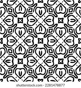  Grunge background with abstract shapes. Black and white texture. Seamless monochrome repeating pattern  for decor, fabric, cloth.