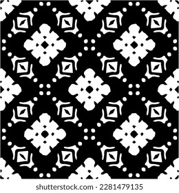 Grunge background with abstract shapes. Black and white texture. Seamless monochrome repeating pattern  for decor, fabric, cloth.