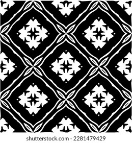  Grunge background with abstract shapes. Black and white texture. Seamless monochrome repeating pattern  for decor, fabric, cloth.