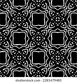  Grunge background with abstract shapes. Black and white texture. Seamless monochrome repeating pattern  for decor, fabric, cloth.