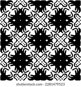  Grunge background with abstract shapes. Black and white texture. Seamless monochrome repeating pattern  for decor, fabric, cloth.