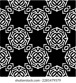  Grunge background with abstract shapes. Black and white texture. Seamless monochrome repeating pattern  for decor, fabric, cloth.