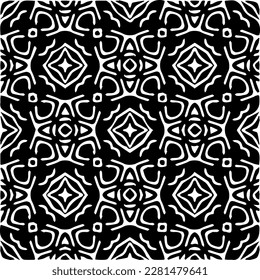  Grunge background with abstract shapes. Black and white texture. Seamless monochrome repeating pattern  for decor, fabric, cloth.