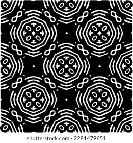  Grunge background with abstract shapes. Black and white texture. Seamless monochrome repeating pattern  for decor, fabric, cloth.