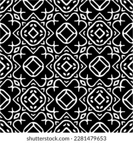  Grunge background with abstract shapes. Black and white texture. Seamless monochrome repeating pattern  for decor, fabric, cloth.