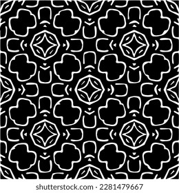 brüchiger Hintergrund mit abstrakten Formen. Schwarz-Weiß-Textur. Nahtlose, monochrome Wiederholung für Dekoration, Stoff, Stoff.