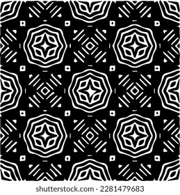  Grunge background with abstract shapes. Black and white texture. Seamless monochrome repeating pattern  for decor, fabric, cloth.