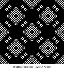  Grunge background with abstract shapes. Black and white texture. Seamless monochrome repeating pattern  for decor, fabric, cloth.