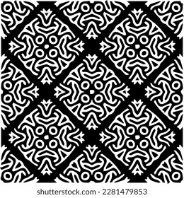  Grunge background with abstract shapes. Black and white texture. Seamless monochrome repeating pattern  for decor, fabric, cloth.