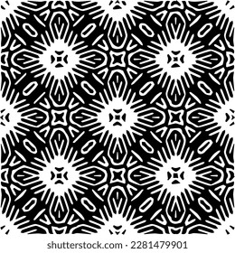  Grunge background with abstract shapes. Black and white texture. Seamless monochrome repeating pattern  for decor, fabric, cloth.