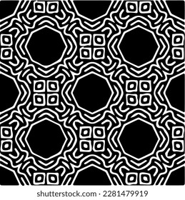  Grunge background with abstract shapes. Black and white texture. Seamless monochrome repeating pattern  for decor, fabric, cloth.